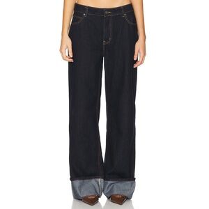 Lioness Wide-Leg Dark Denim Jeans - Black